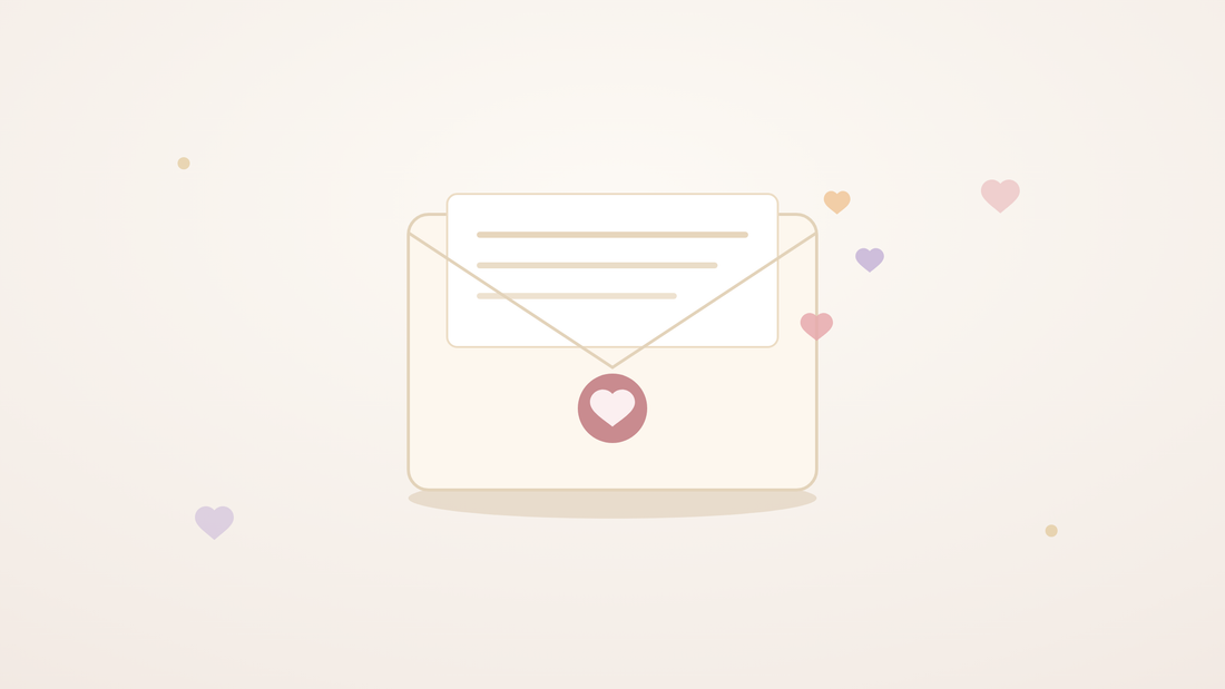 Illustration of a sympathy letter envelope sealed with a heart