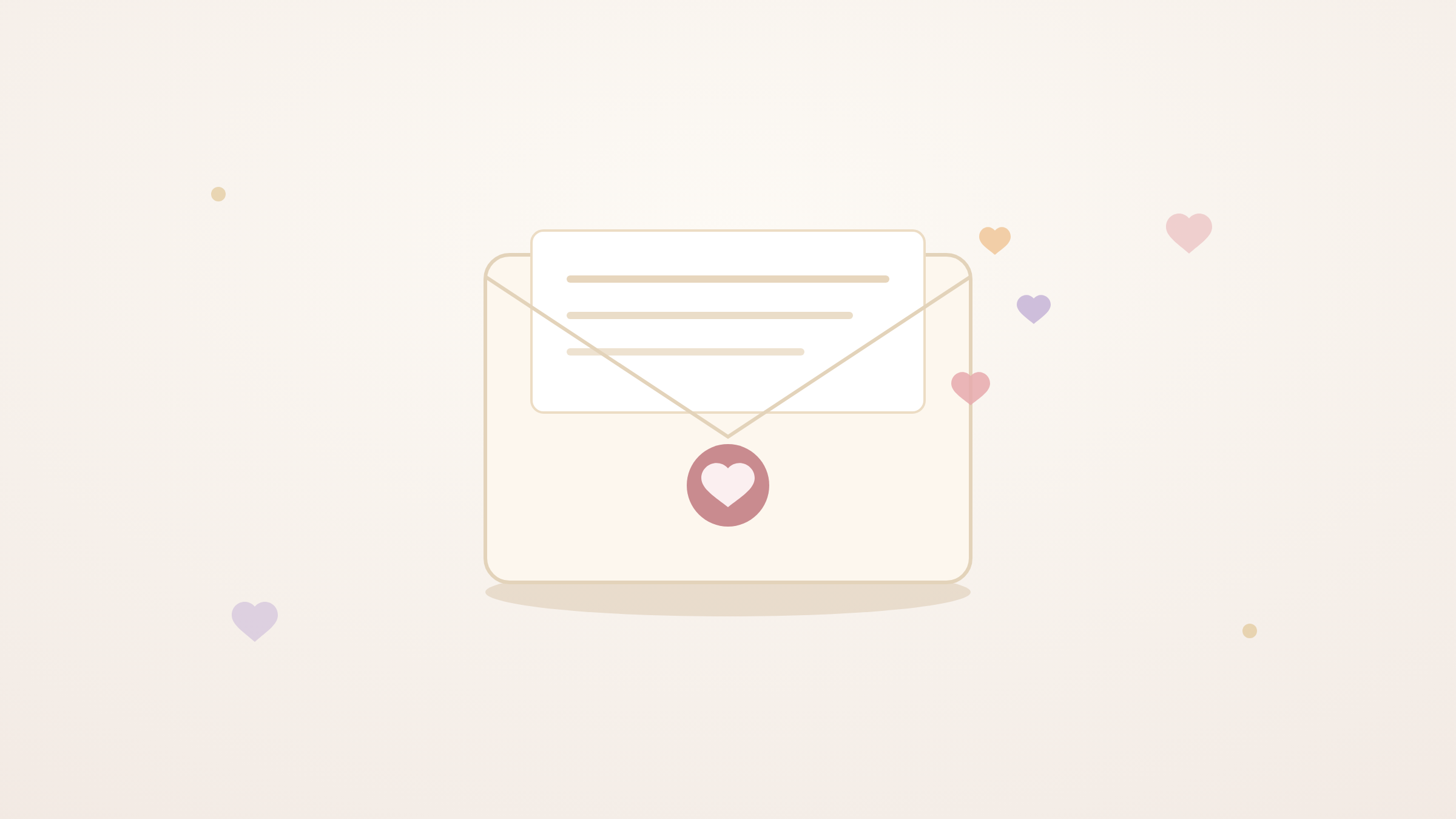 Illustration of a sympathy letter envelope sealed with a heart