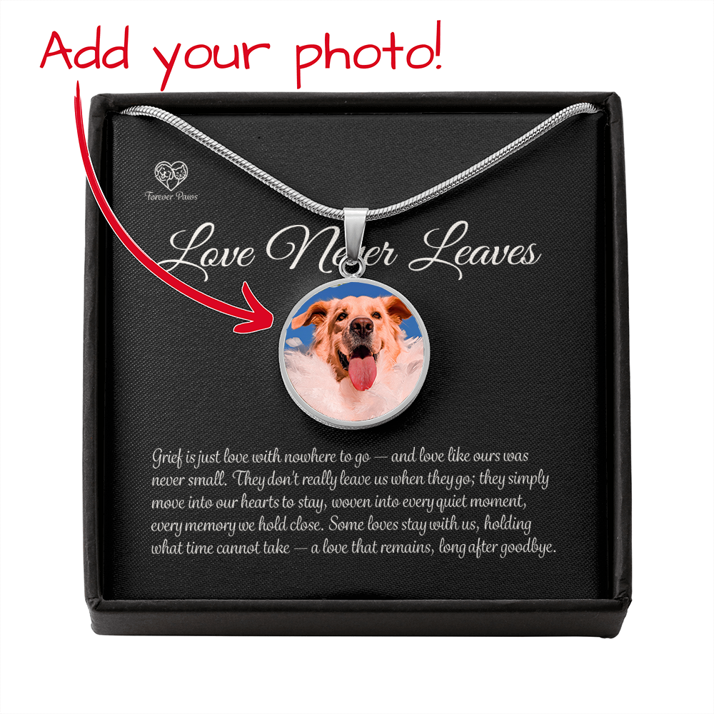 Personalized Pet Photo Memorial Necklace — Circle Pendant