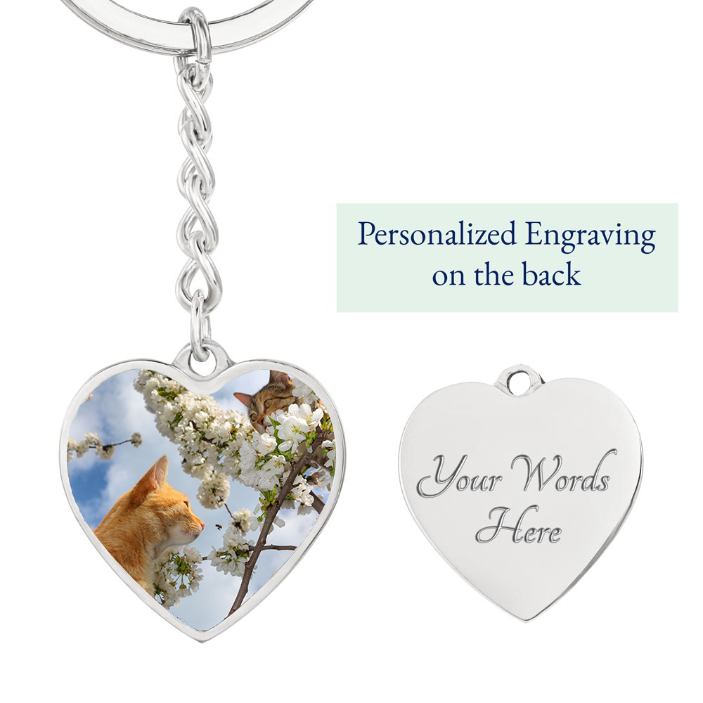 Custom Pet Photo Heart Keychain