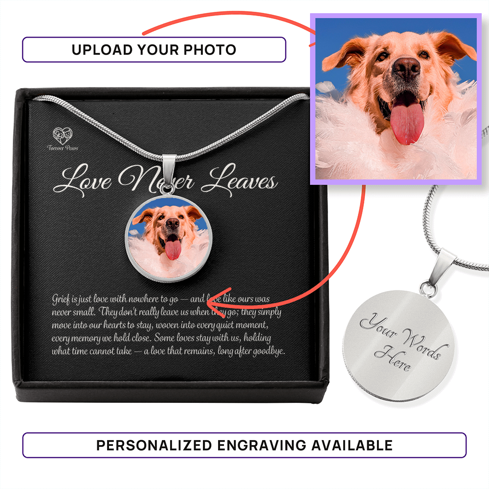 Personalized Pet Photo Memorial Necklace — Circle Pendant