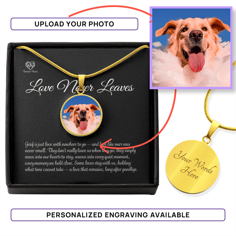 Personalized Pet Photo Memorial Necklace — Circle Pendant