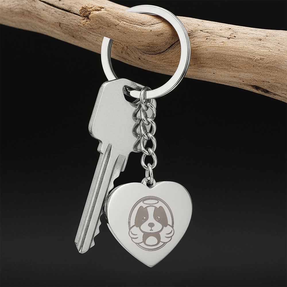 Personalized Pet Memorial Heart Keychain (Puppy 2)