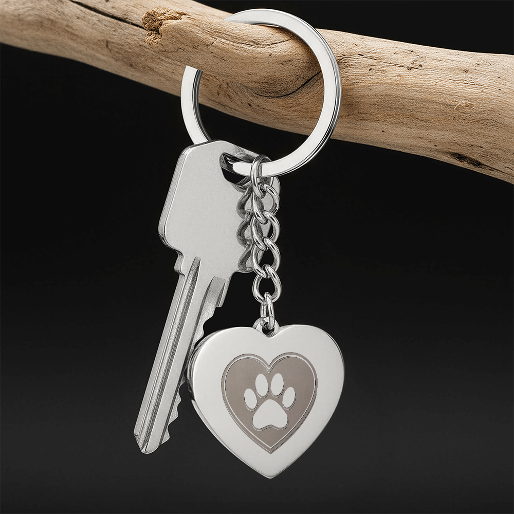 Personalized Pet Memorial Heart Keychain (Paw 1)