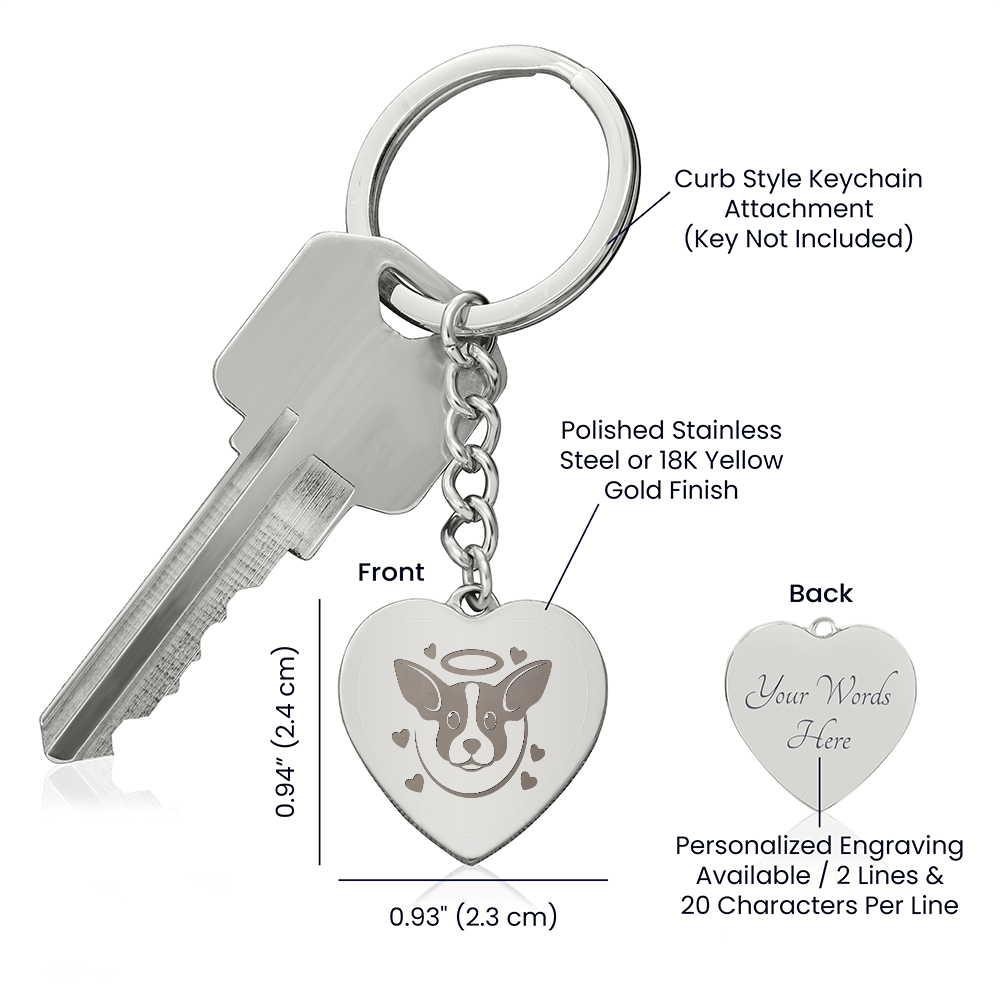 Personalized Pet Memorial Heart Keychain (Puppy 3)