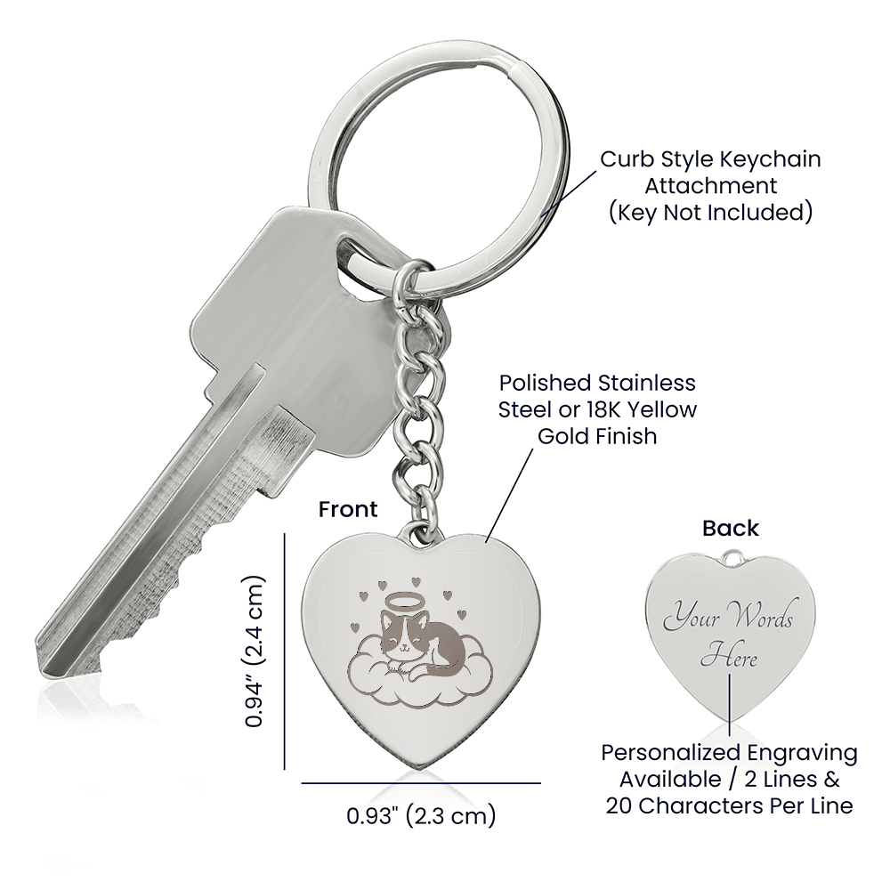 Personalized Pet Memorial Heart Keychain (kitty 3)