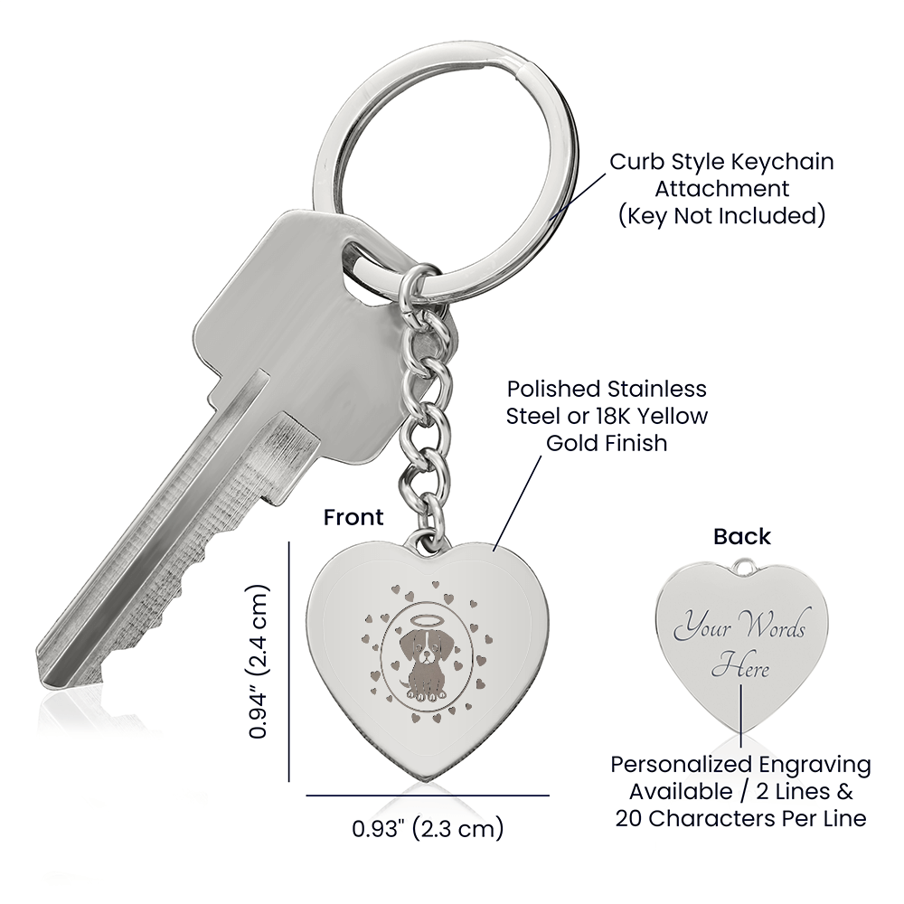 Personalized Pet Memorial Heart Keychain (Puppy 1)