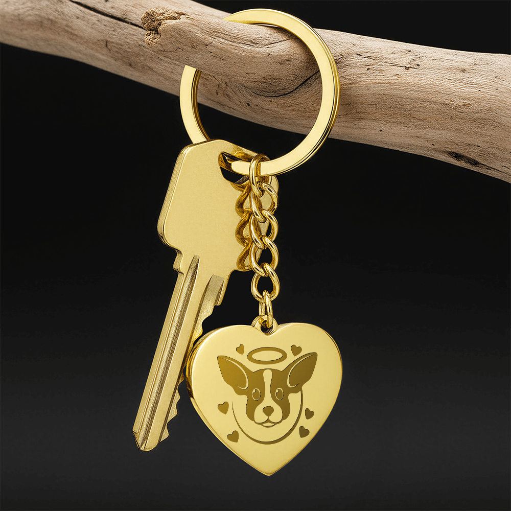 Personalized Pet Memorial Heart Keychain (Puppy 3)