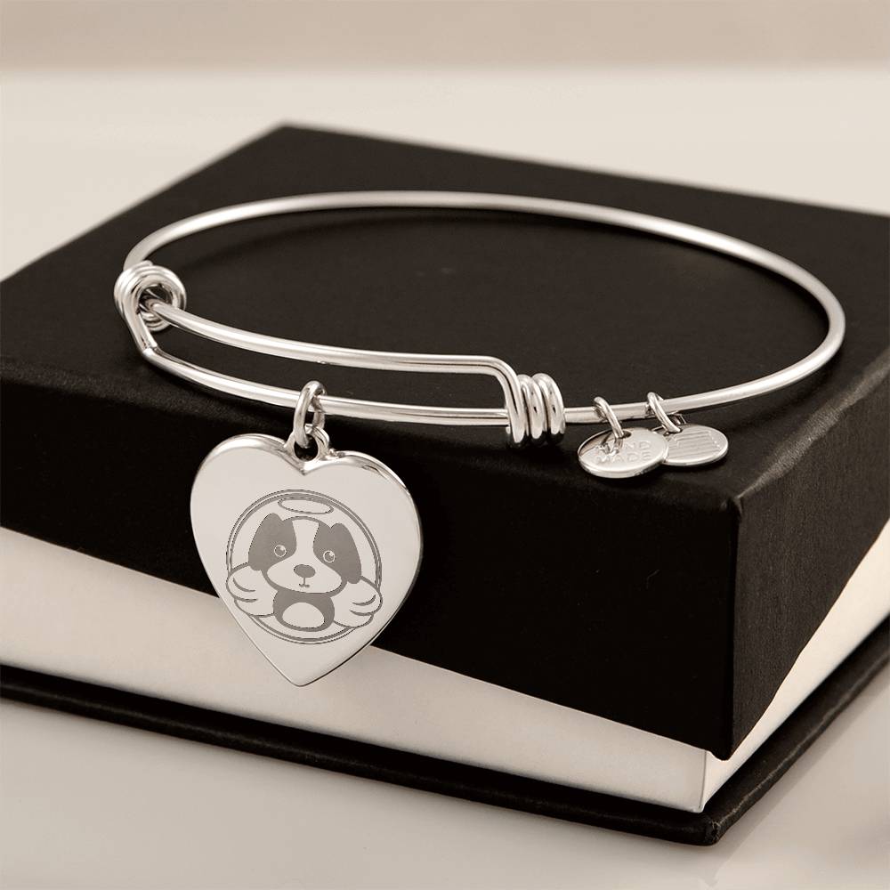 Personalized Pet Memorial Heart Bangle (Puppy 2)