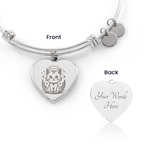 Personalized Pet Memorial Heart Bangle (Kitty 1)