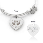 Personalized Pet Memorial Heart Bangle (Kitty 2)