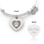 Personalized Pet Memorial Heart Bangle (Paw 1)