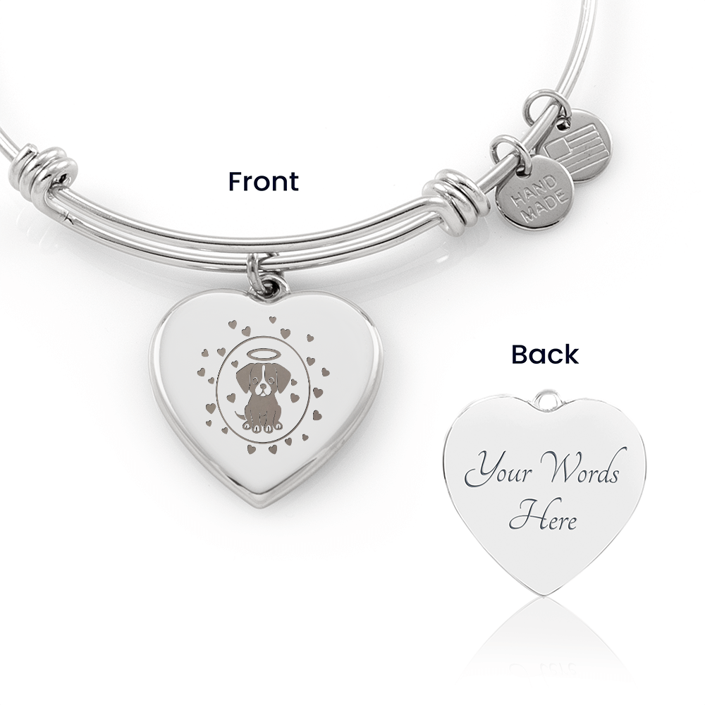Personalized Pet Memorial Heart Bangle (Puppy 1)