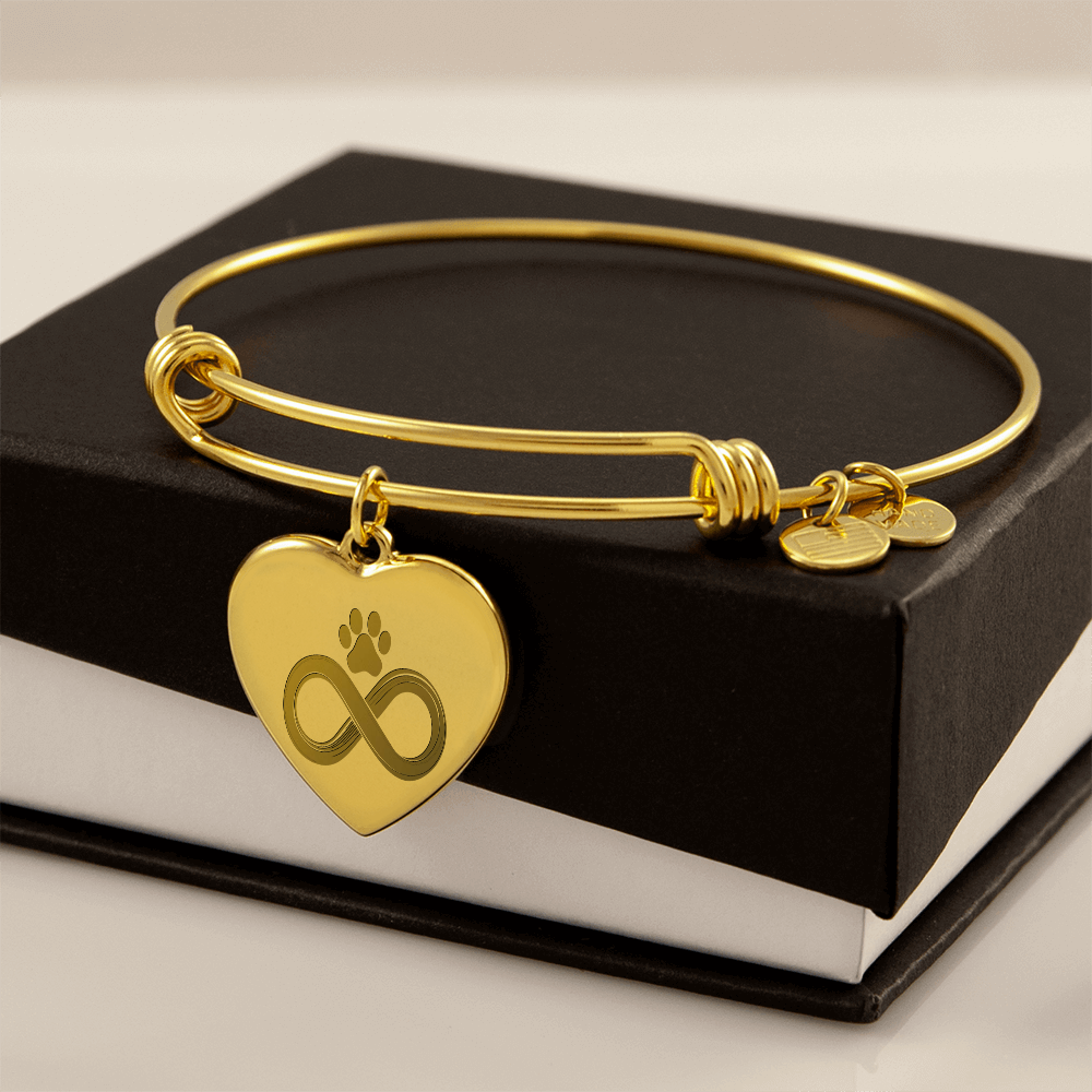 Personalized Pet Memorial Heart Bangle (Paw 3)