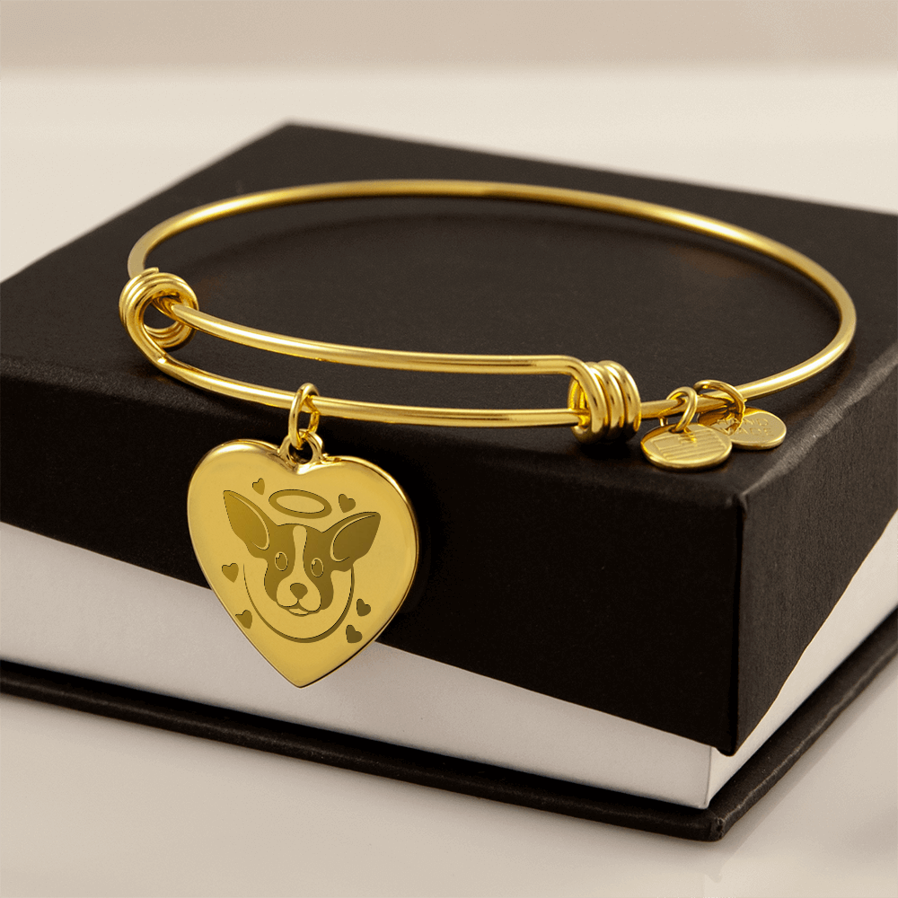 Personalized Pet Memorial Heart Bangle (Puppy 3)