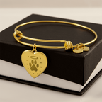 Personalized Pet Memorial Heart Bangle (Paw 2)