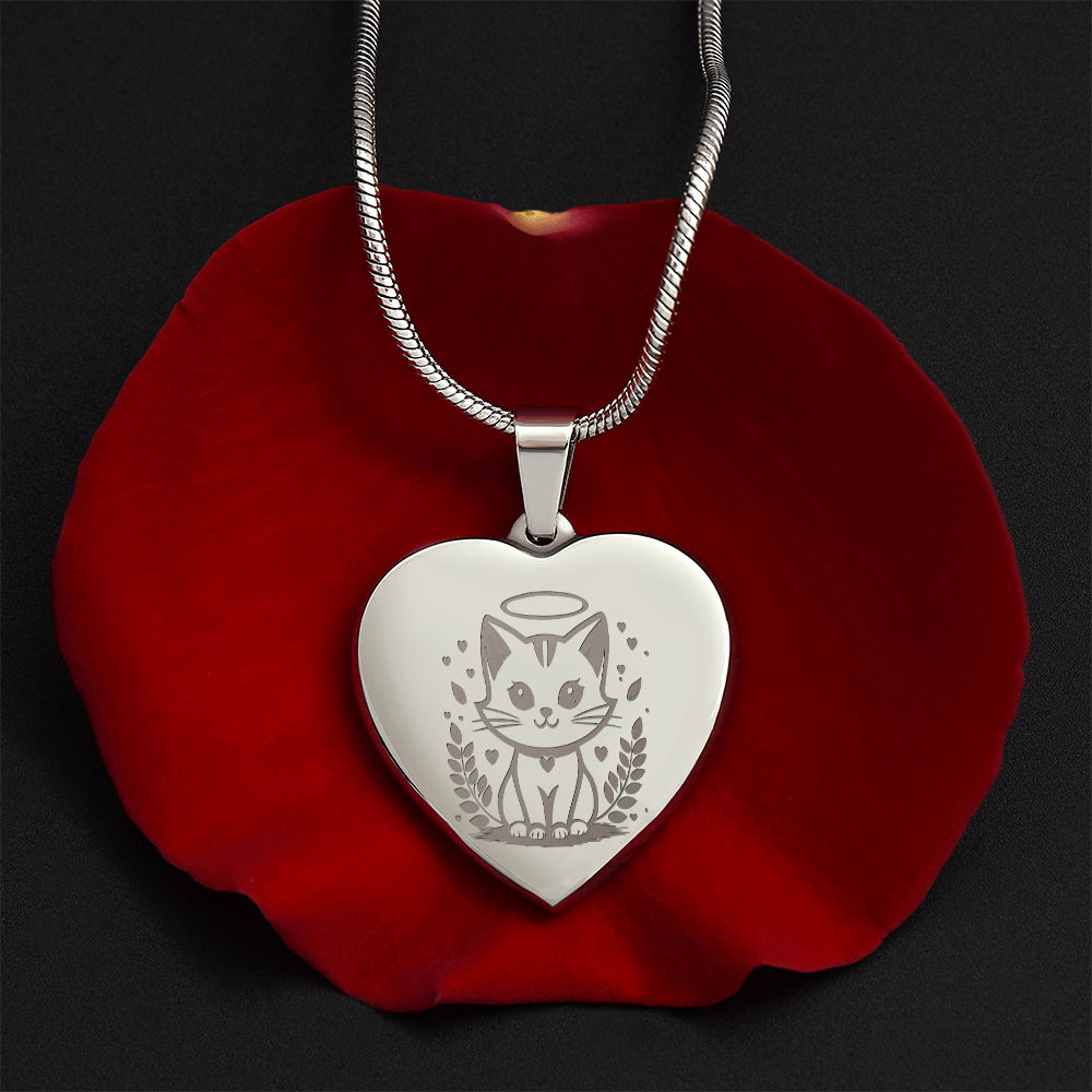 Personalized Pet Memorial Heart Necklace (Kitty 1)