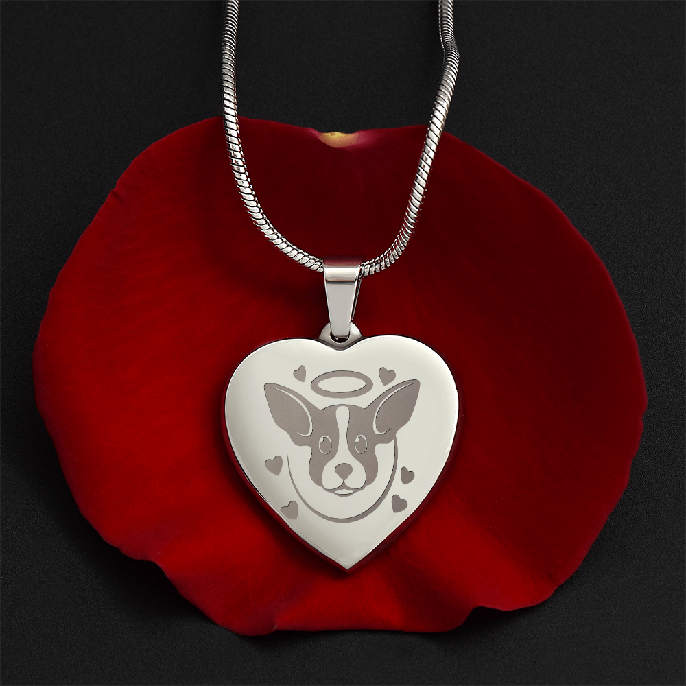 Personalized Pet Memorial Heart Necklace (Puppy 3)
