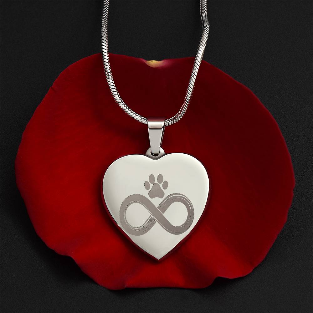 Personalized Pet Memorial Heart Necklace (Paw 3)
