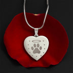Personalized Pet Memorial Heart Necklace (Paw 2)