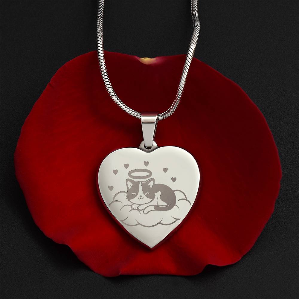 Personalized Pet Memorial Heart Necklace (Kitty 3)
