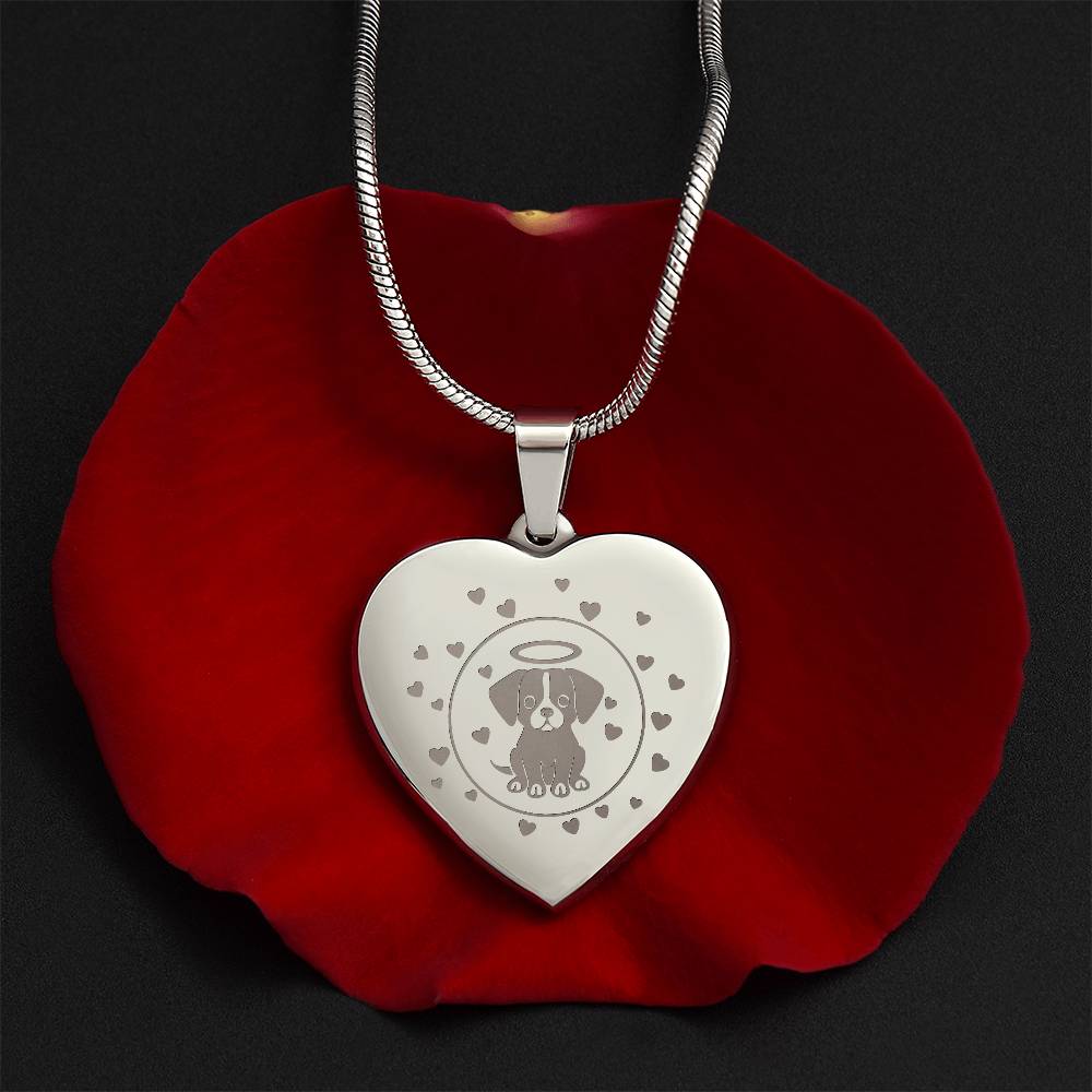 Personalized Pet Memorial Heart Necklace (Puppy 3)
