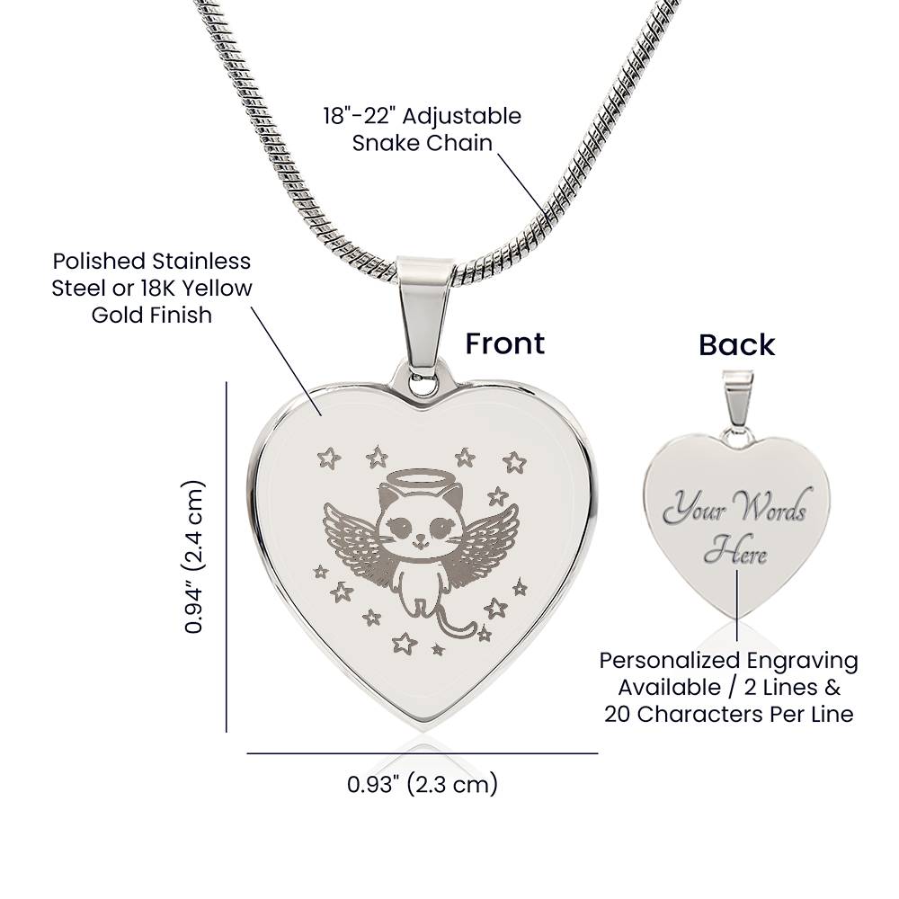 Personalized Pet Memorial Heart Necklace (Kitty 2)