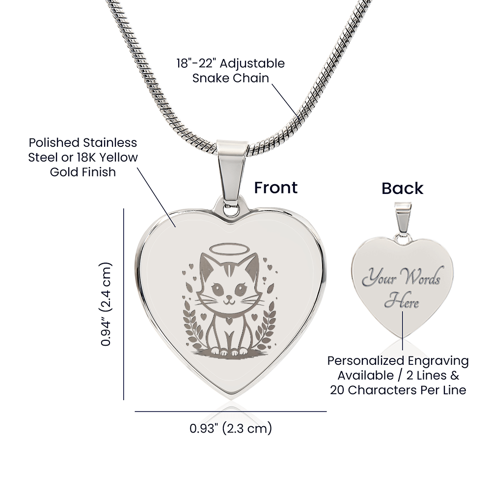 Personalized Pet Memorial Heart Necklace (Kitty 1)