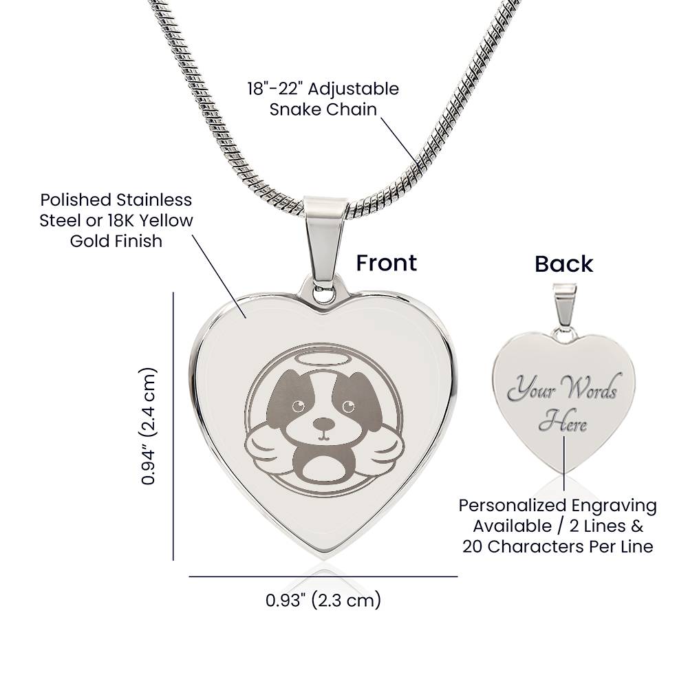 Personalized Pet Memorial Heart Necklace (Puppy 2)
