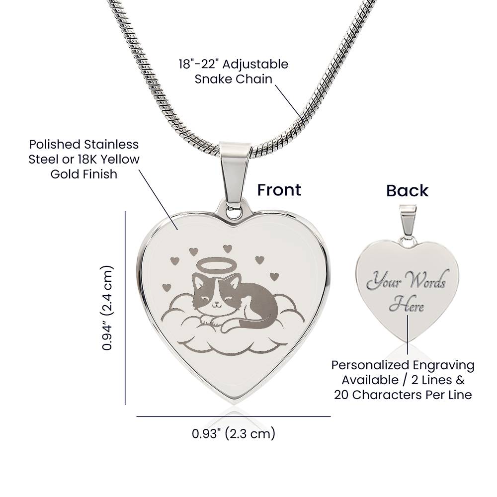 Personalized Pet Memorial Heart Necklace (Kitty 3)