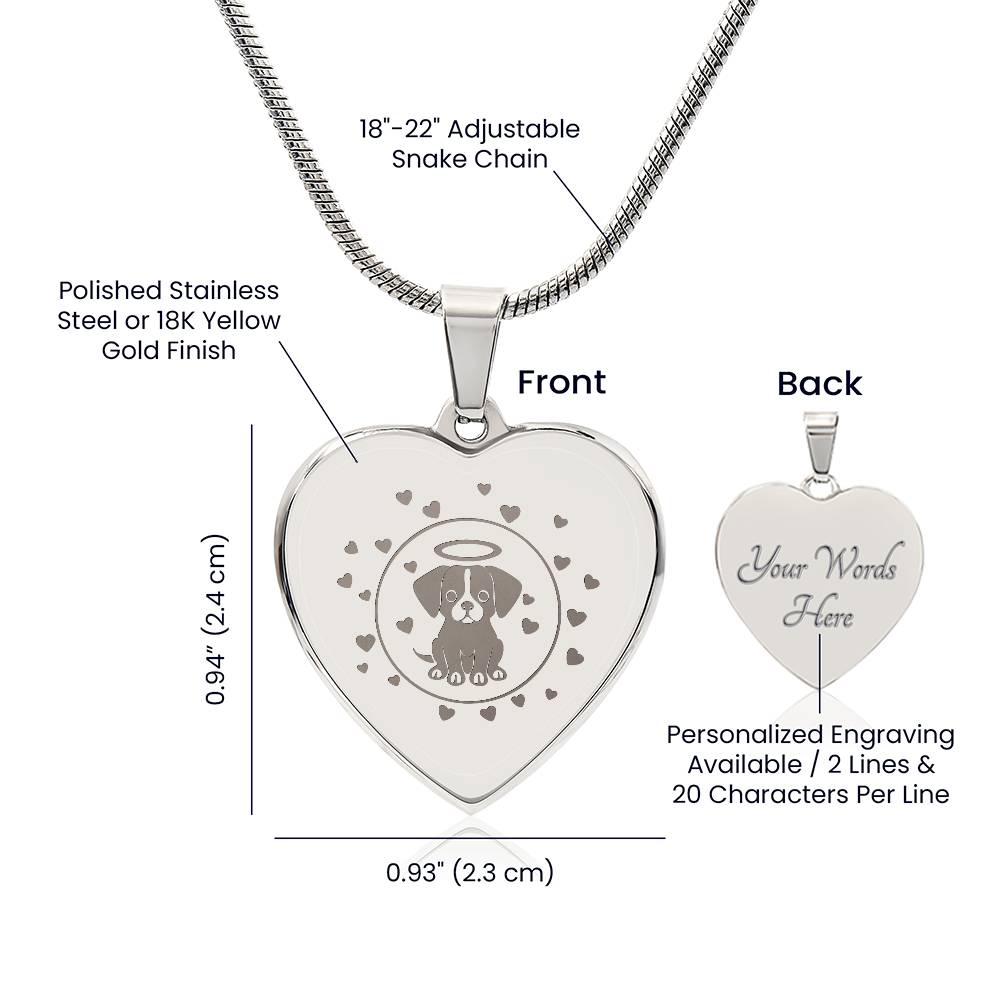 Personalized Pet Memorial Heart Necklace (Puppy 3)