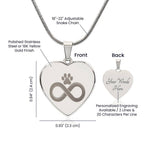 Personalized Pet Memorial Heart Necklace (Paw 3)