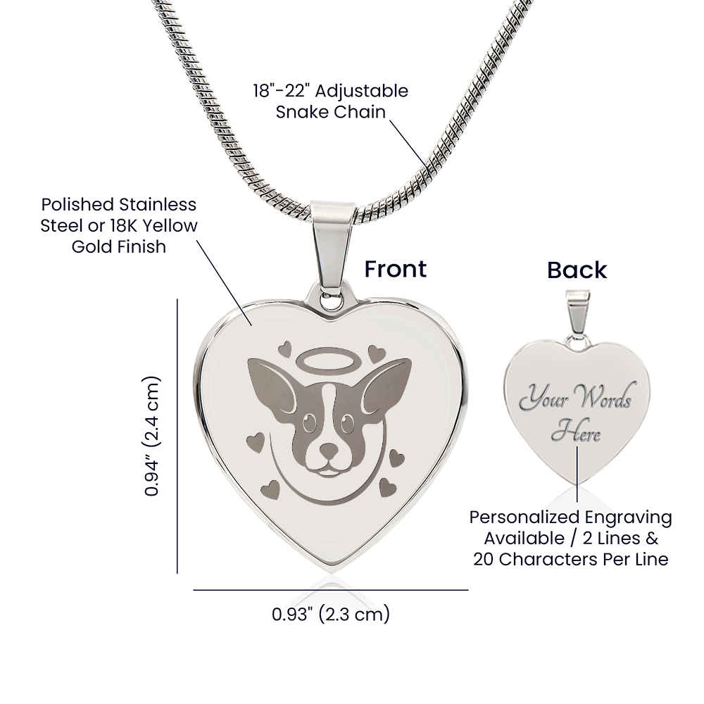 Personalized Pet Memorial Heart Necklace (Puppy 3)