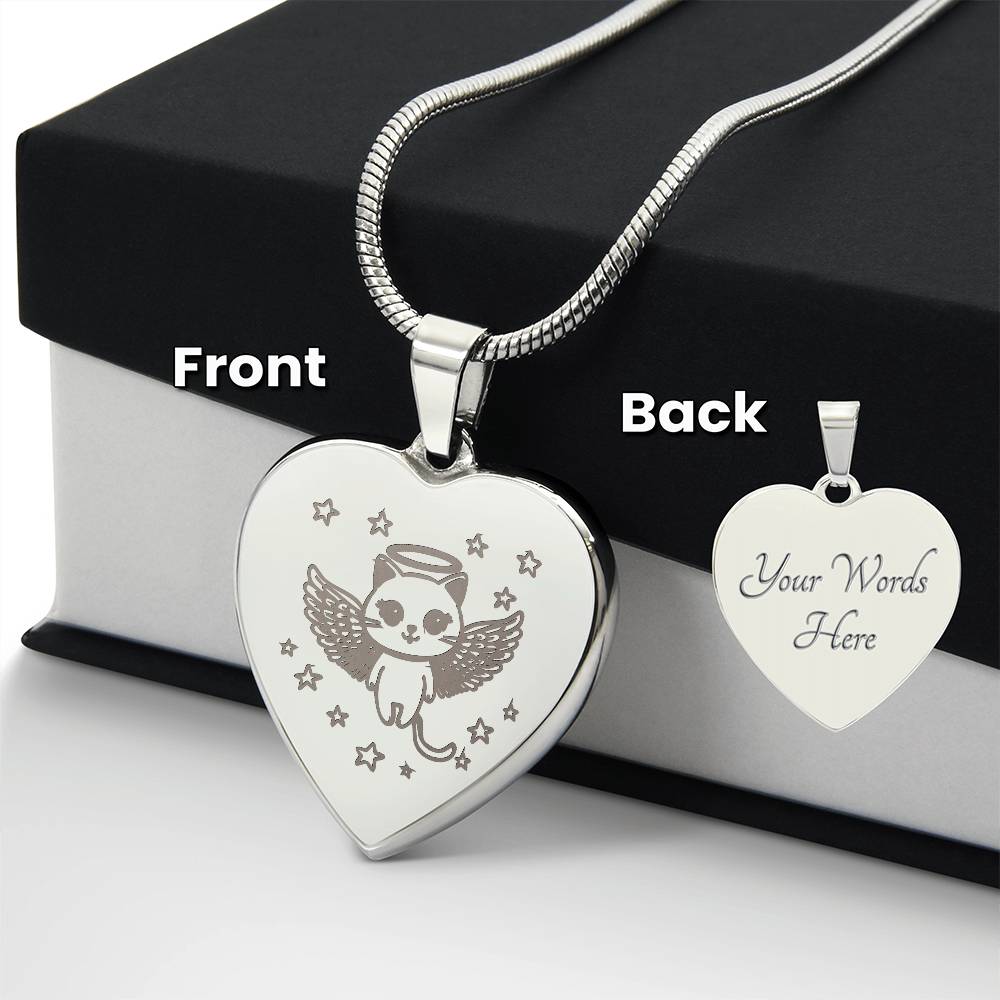 Personalized Pet Memorial Heart Necklace (Kitty 2)