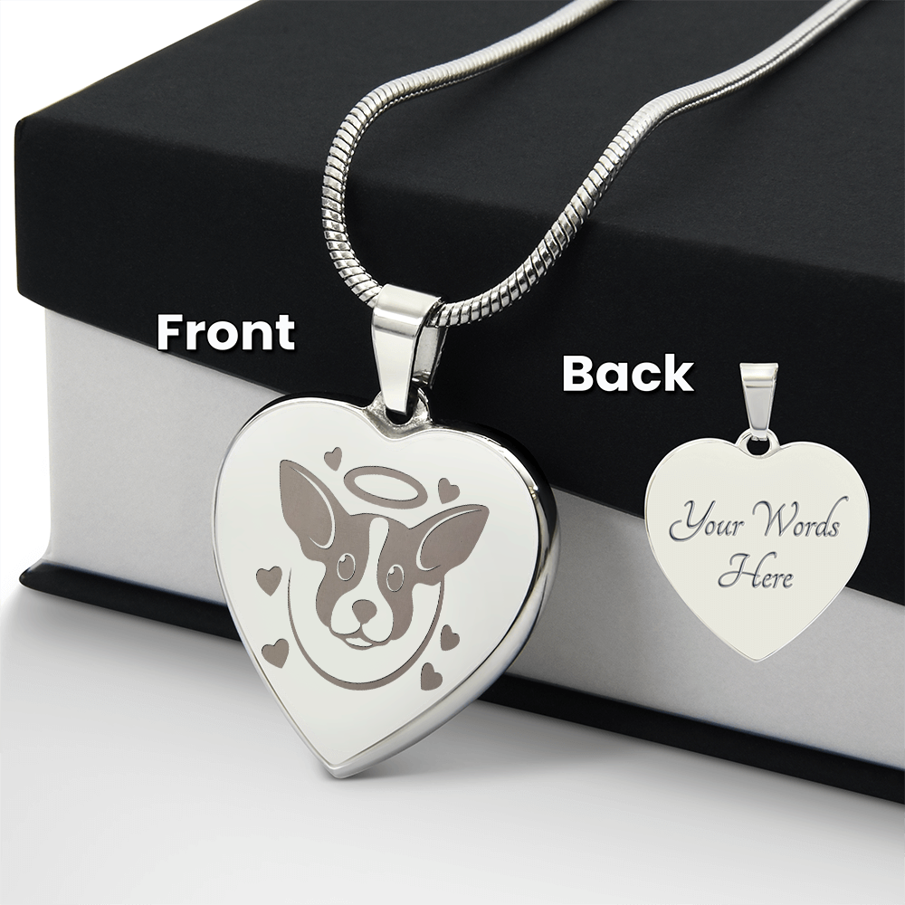 Personalized Pet Memorial Heart Necklace (Puppy 3)