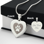 Personalized Pet Memorial Heart Necklace (Paw 1)