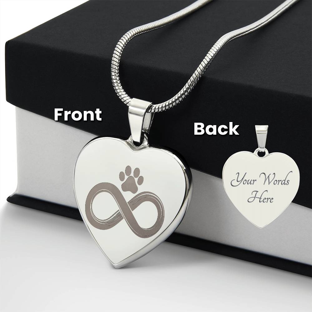 Personalized Pet Memorial Heart Necklace (Paw 3)
