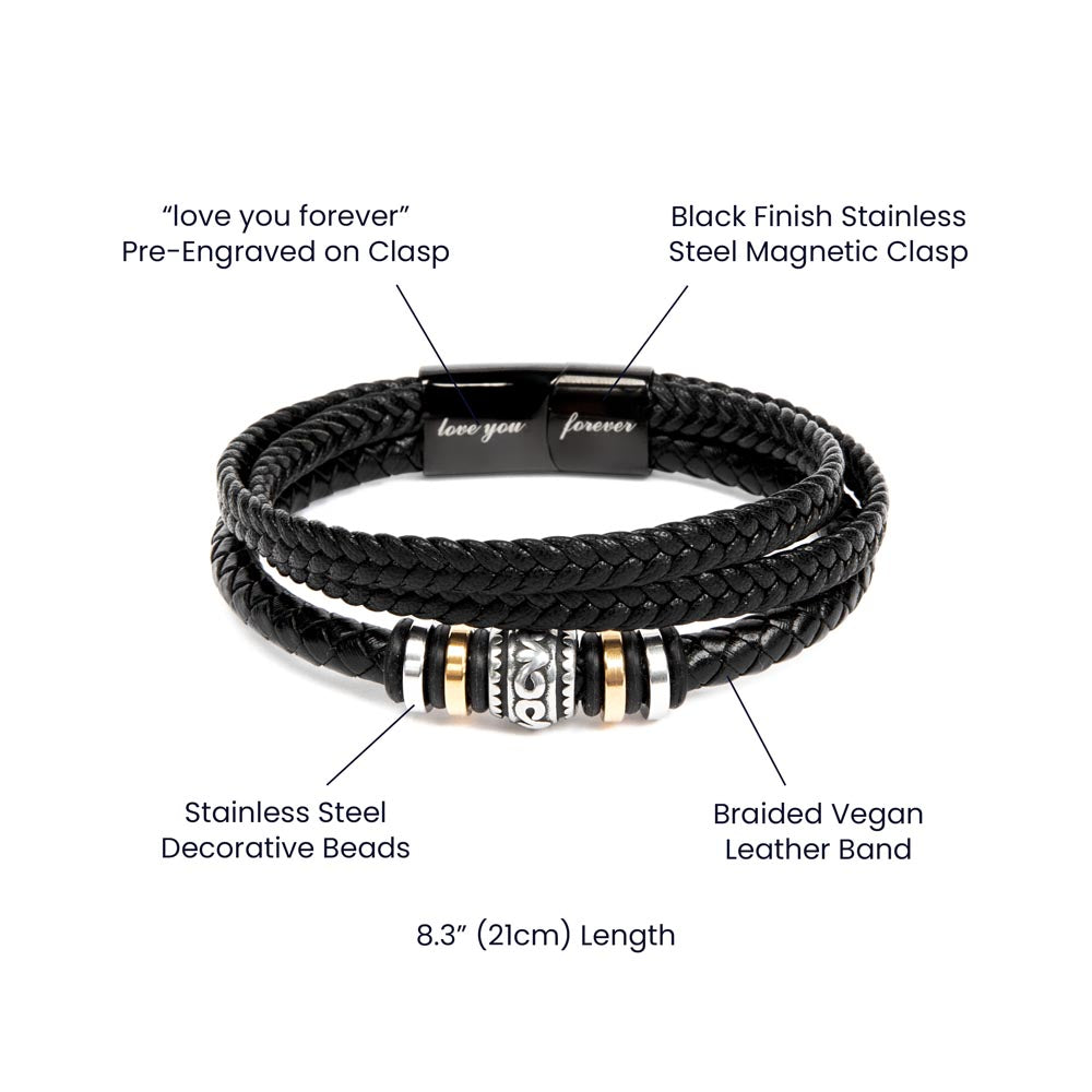 Pet Memorial "Love You Forever" Leather Bracelet