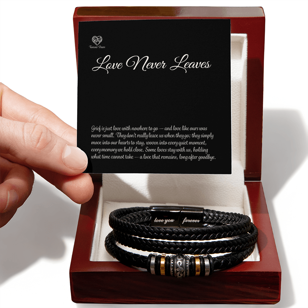 Pet Memorial "Love You Forever" Leather Bracelet
