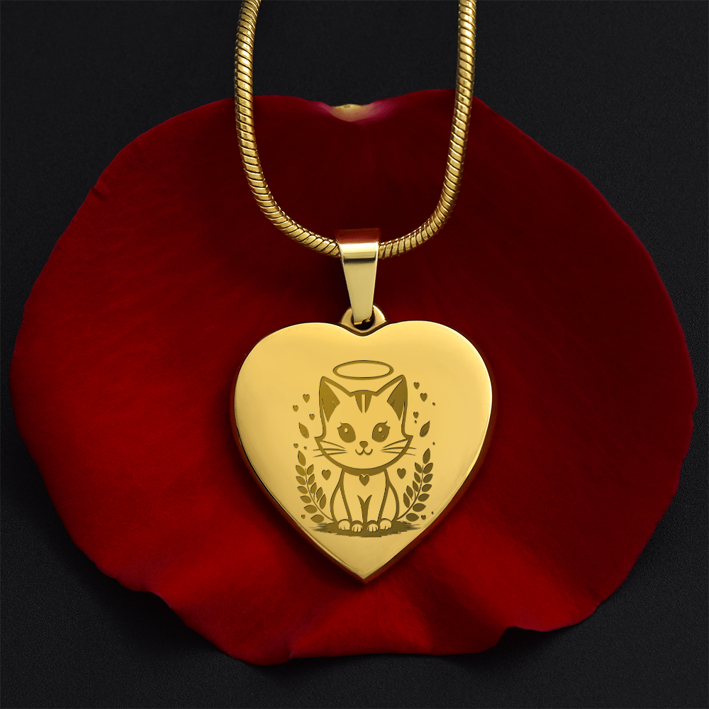 Personalized Pet Memorial Heart Necklace (Kitty 1)