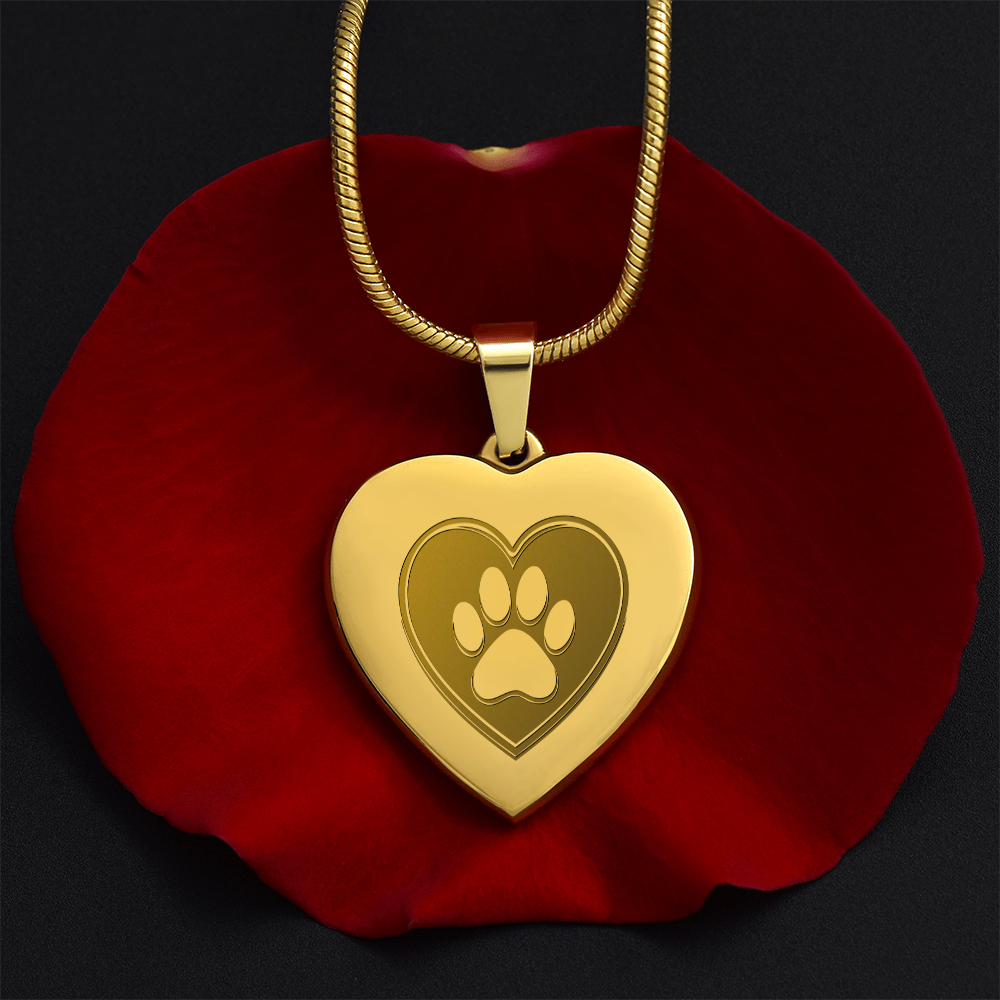 Personalized Pet Memorial Heart Necklace (Paw 1)