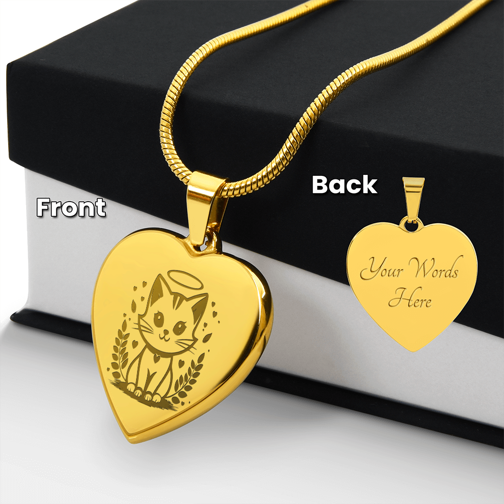Personalized Pet Memorial Heart Necklace (Kitty 1)